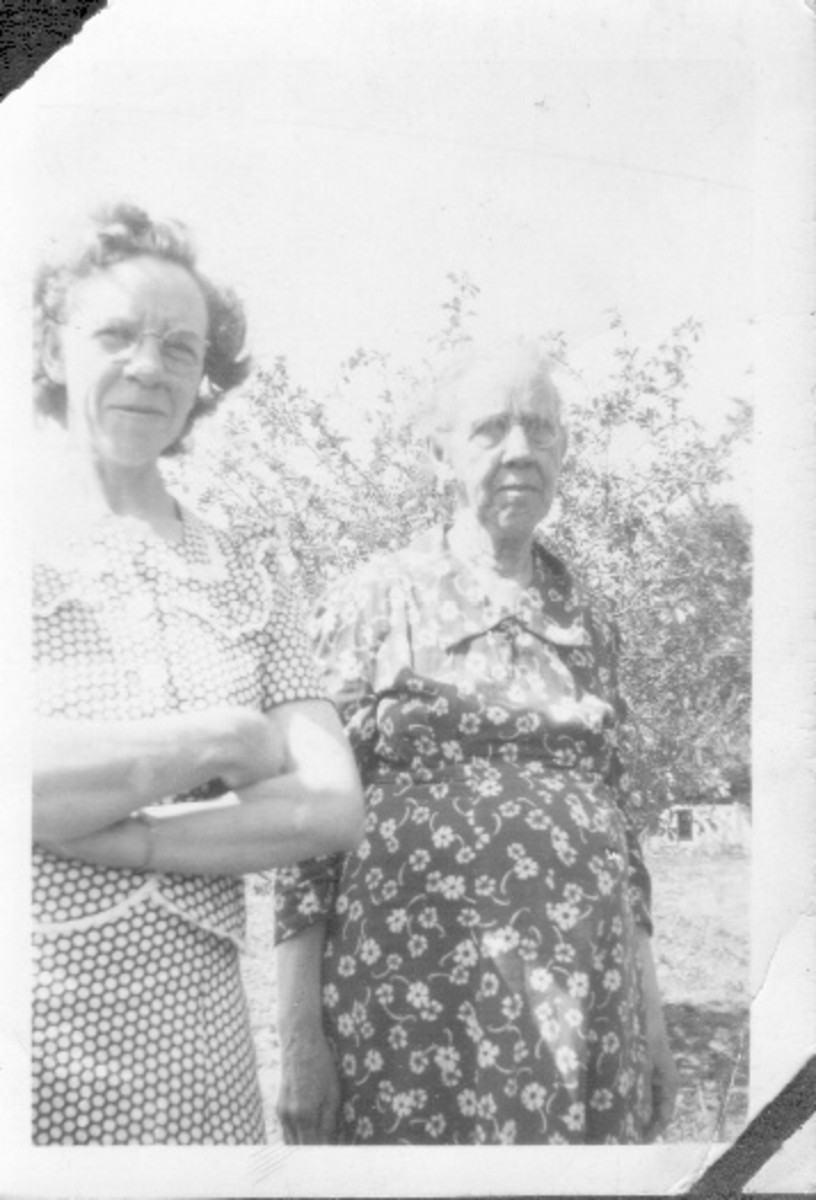 Bertha (in front) and her mother, who visited her in Alaska.