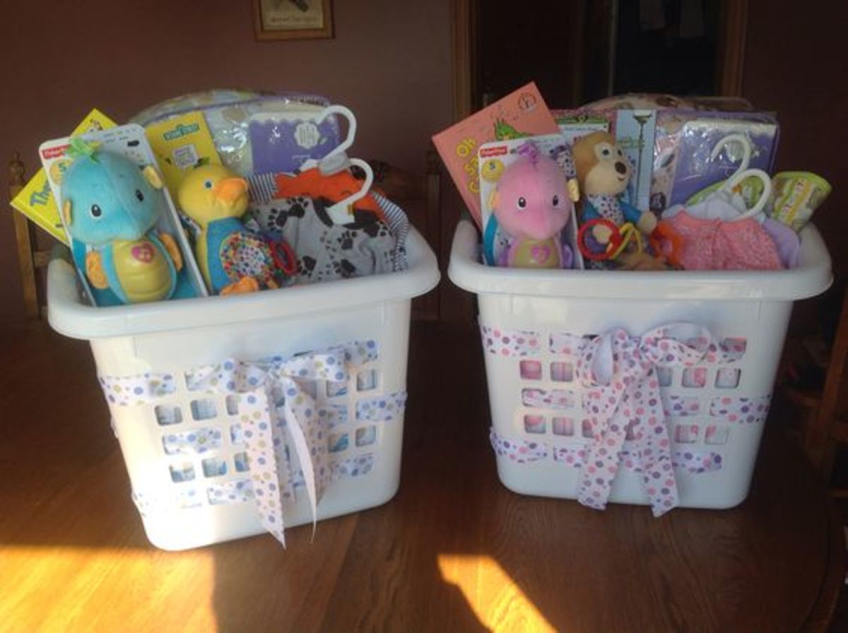 Laundry basket baby shower gift