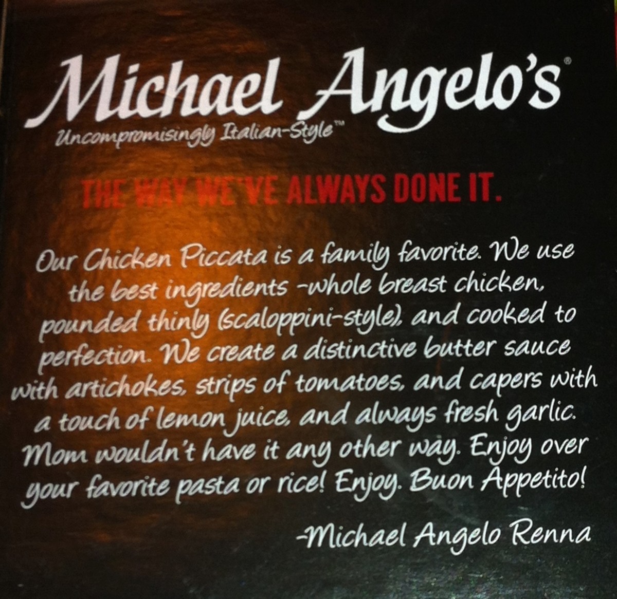 Michael angelo's chicken piccata