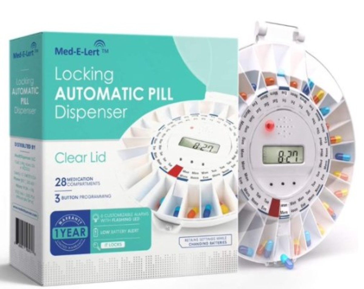Buying Electronic Gifts for Christmas; Premium Locking Automatic Pill Dispenser with Clear Lid