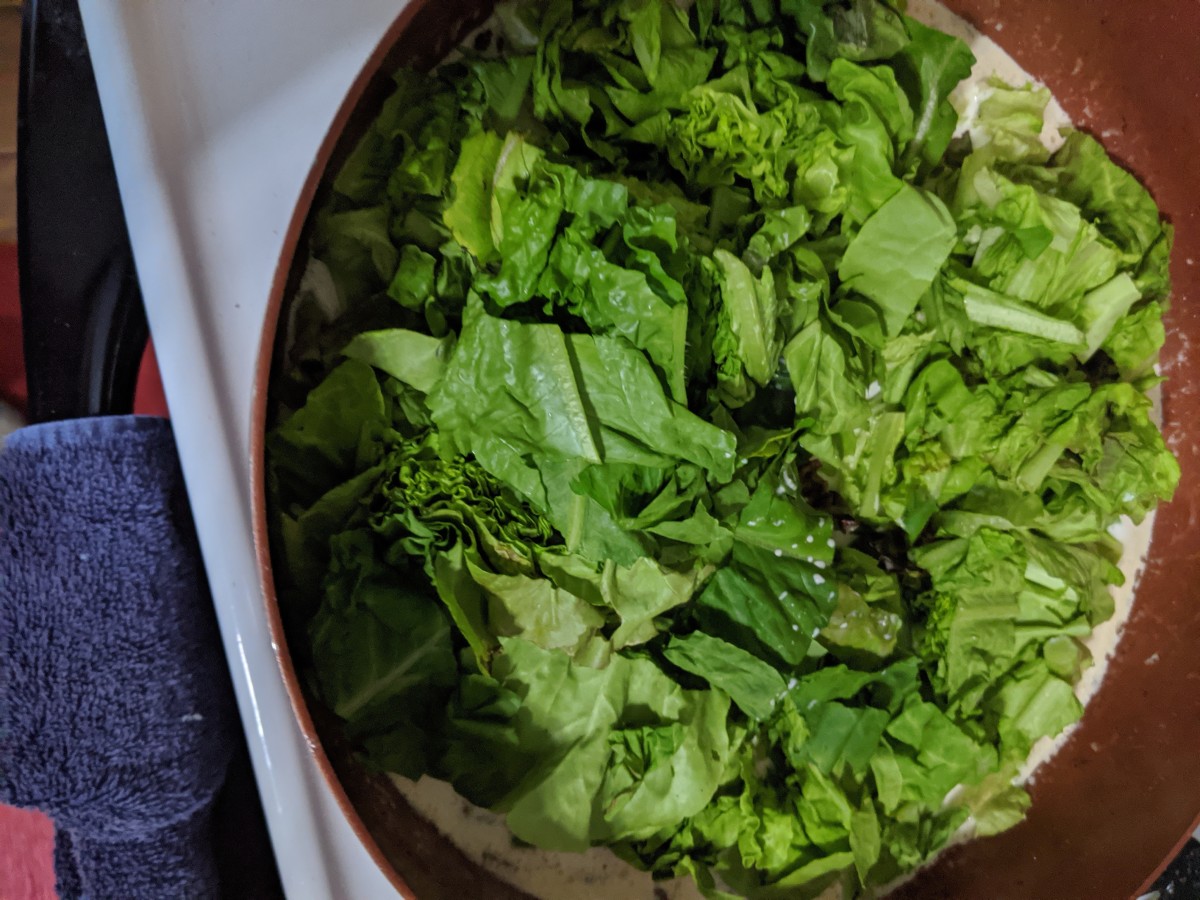 Add lettuce to pan
