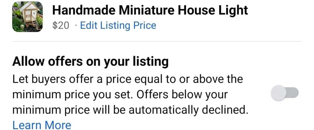 Turn this on to allow buyers to offer a price. 