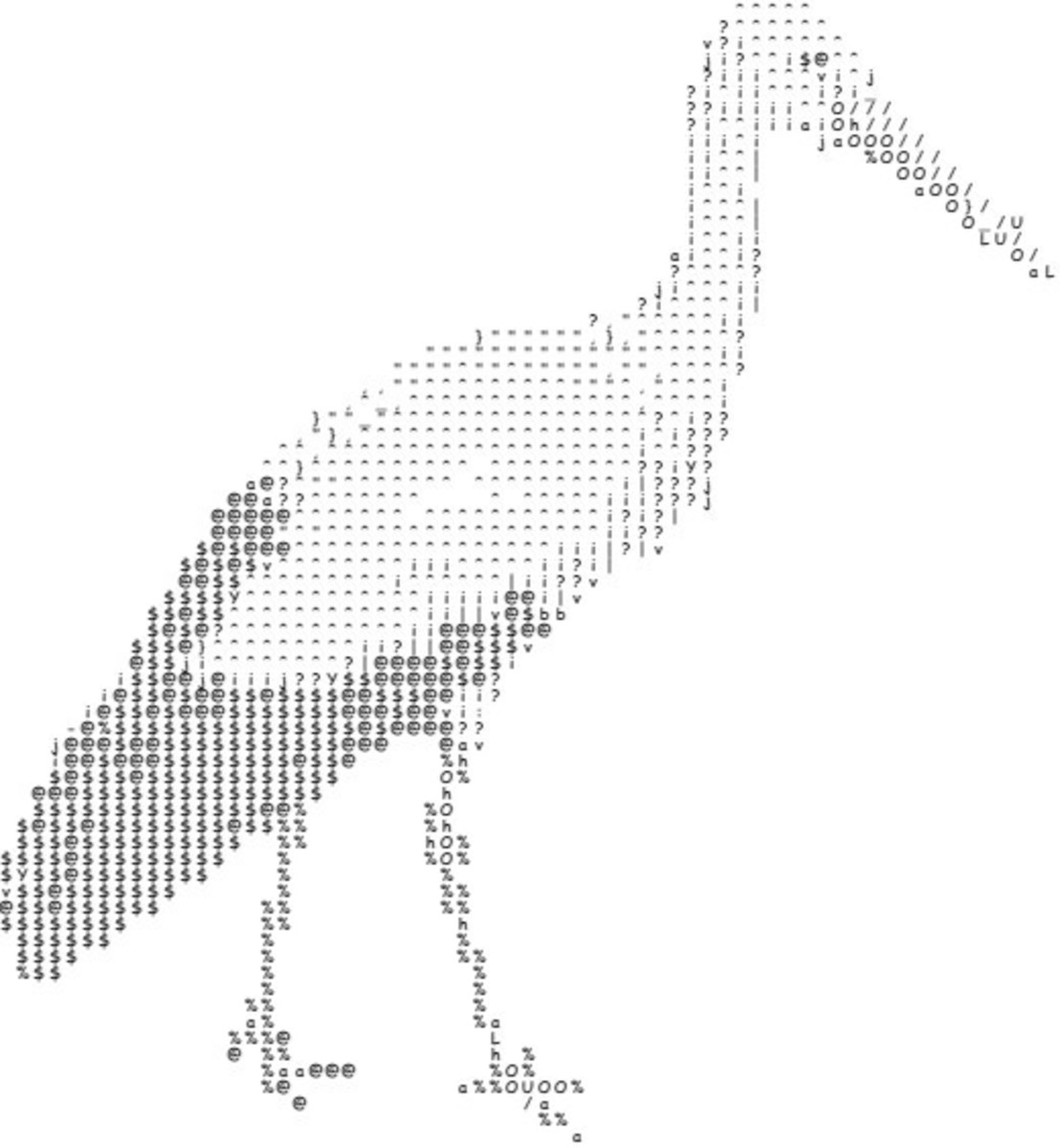 Classic ASCII image created with an image to ASCII converter app.