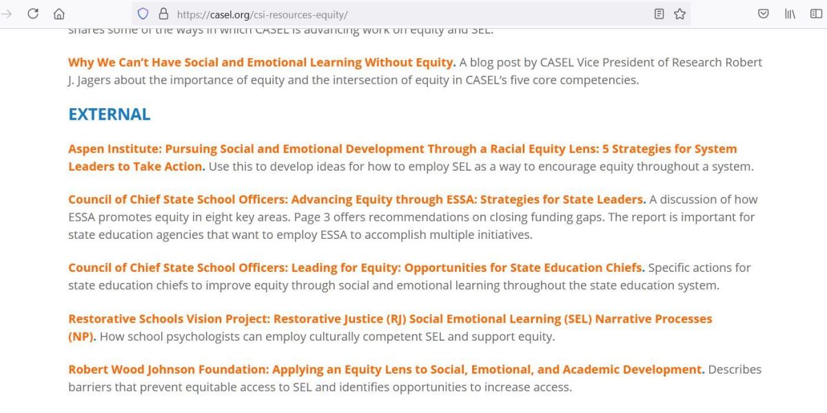 This image shows a top SEL provider, CASEL, saying you cannot have social and emotional learning without CRT.