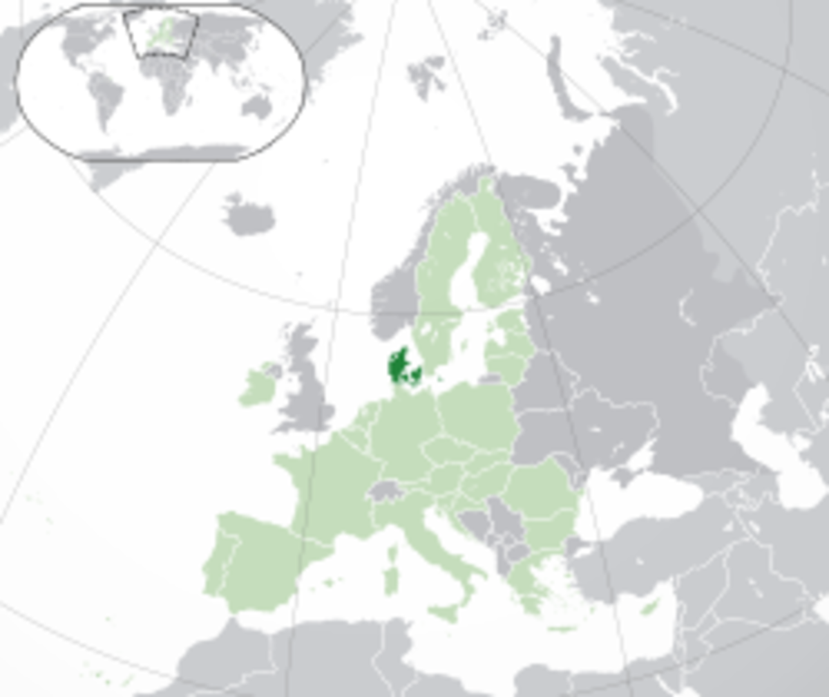 Location of Denmark in Europe