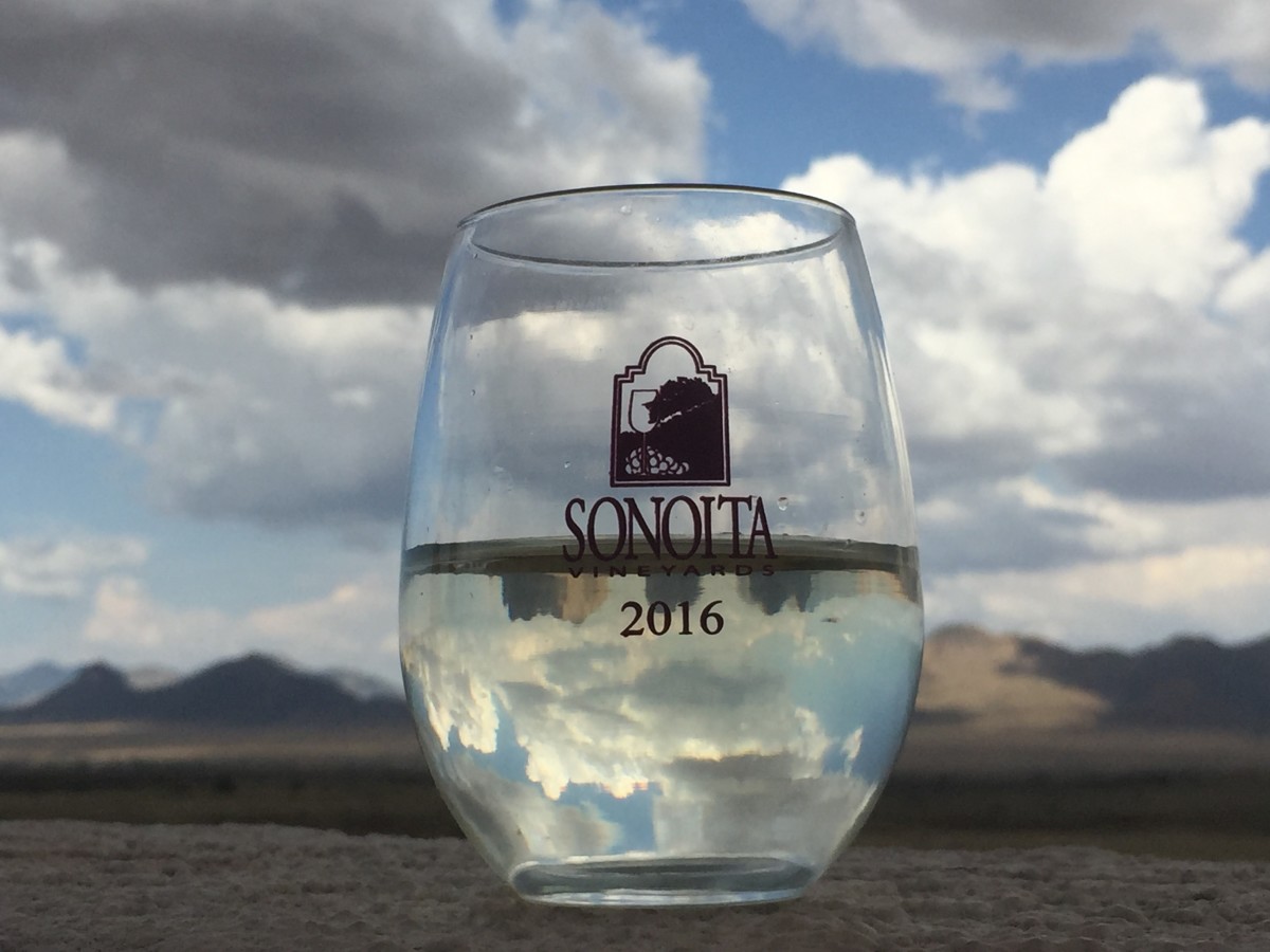 A glass of wine in Arizona's wine country.