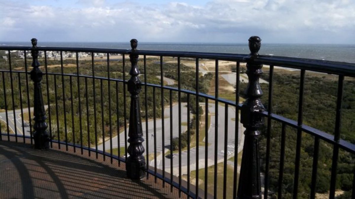 View from the top, showing previous site of the lighthouse closer to the ocean before its relocation years ago