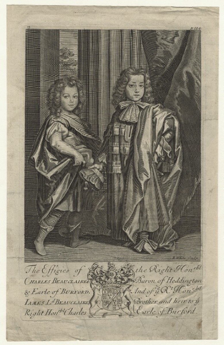 Charles as Earl of Burford (right), with his younger brother James