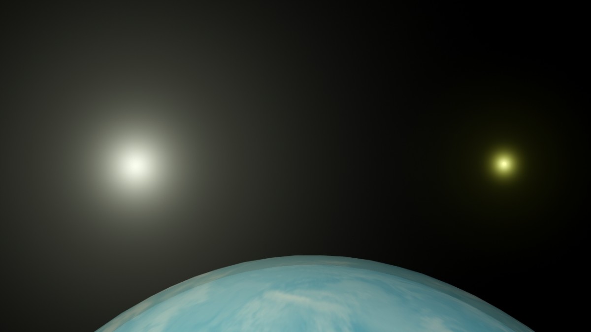 Centauri A and Centauri B in the sky from a hypothetical planet orbiting around Centauri B