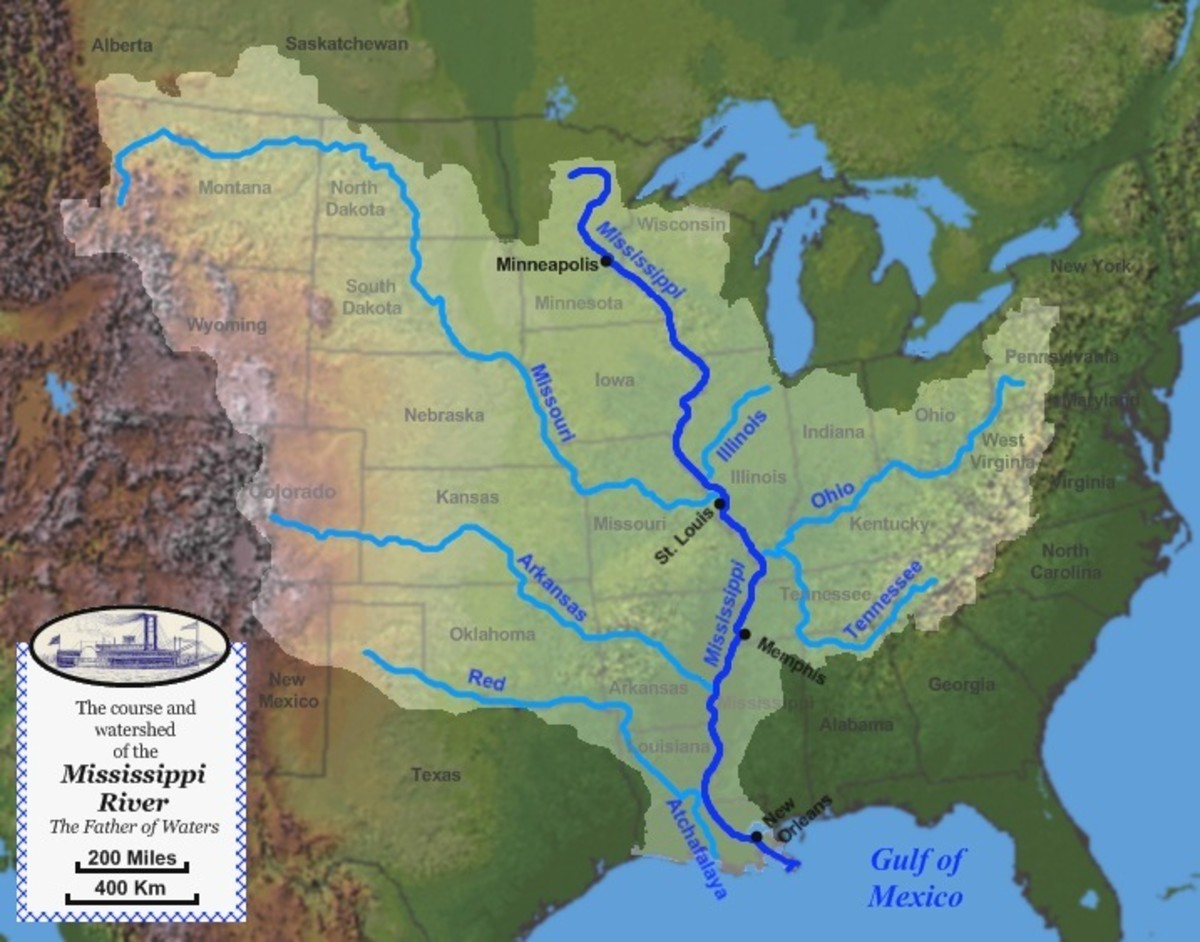 The course of the Mississippi River