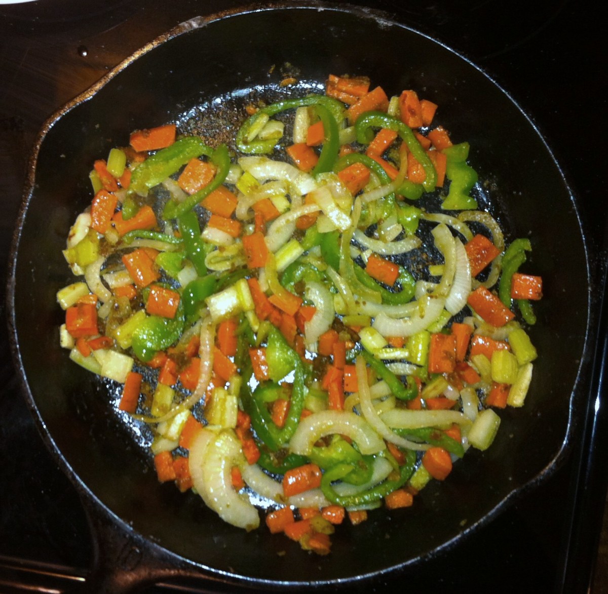 Saute Veggies in the Same Pan, Add Liquid
