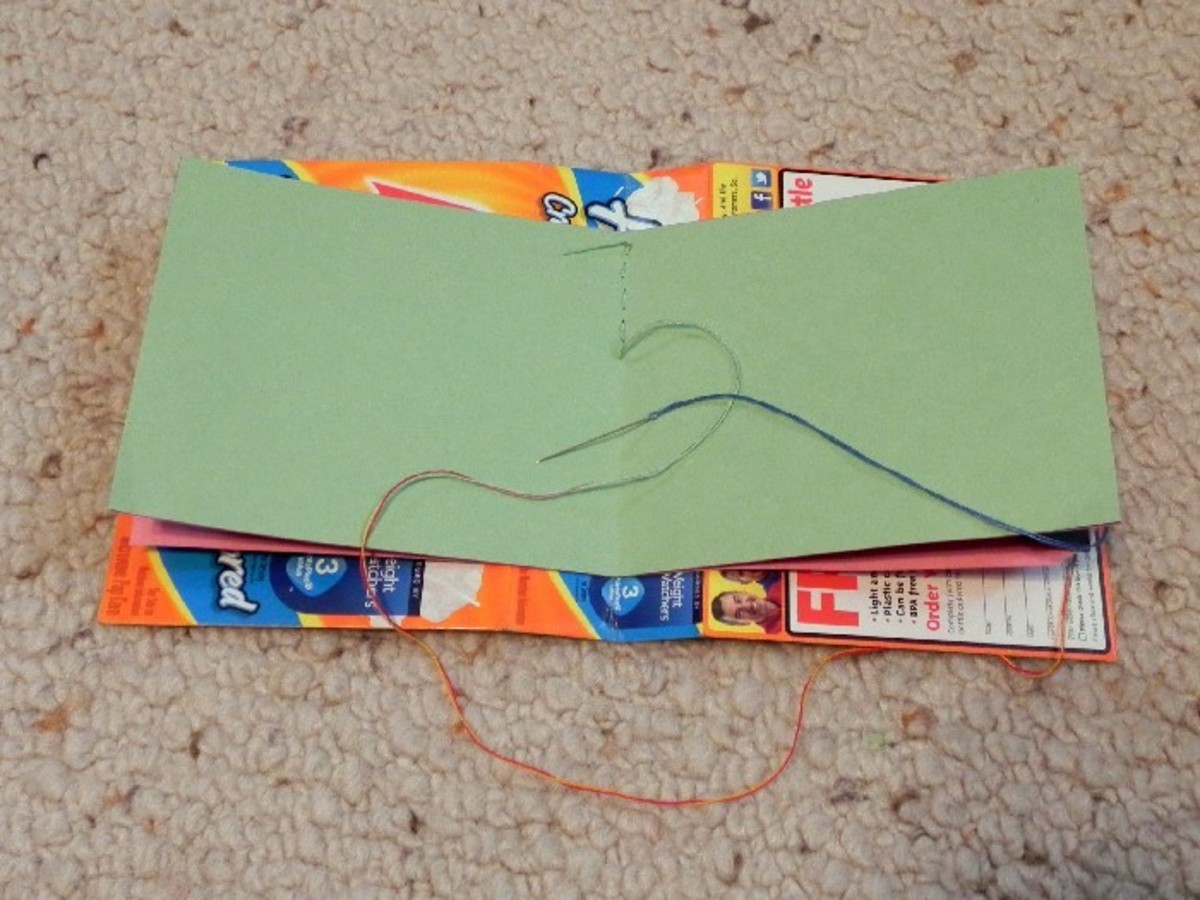 Use a simple hand stitch or use a sewing machine to bind the papers in your real box journal