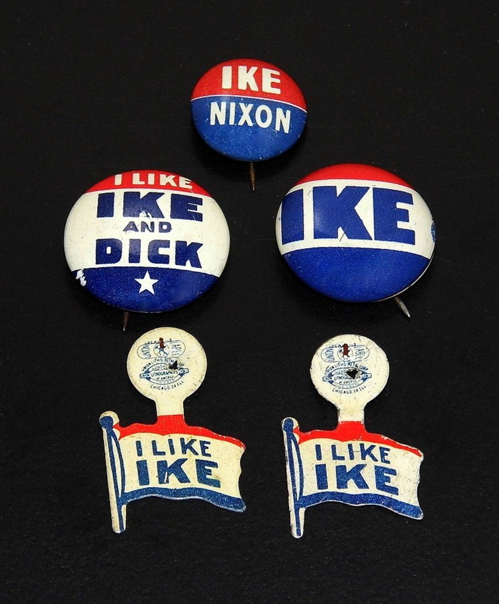 Campaign buttons from the 1952 and 1956 elections.
