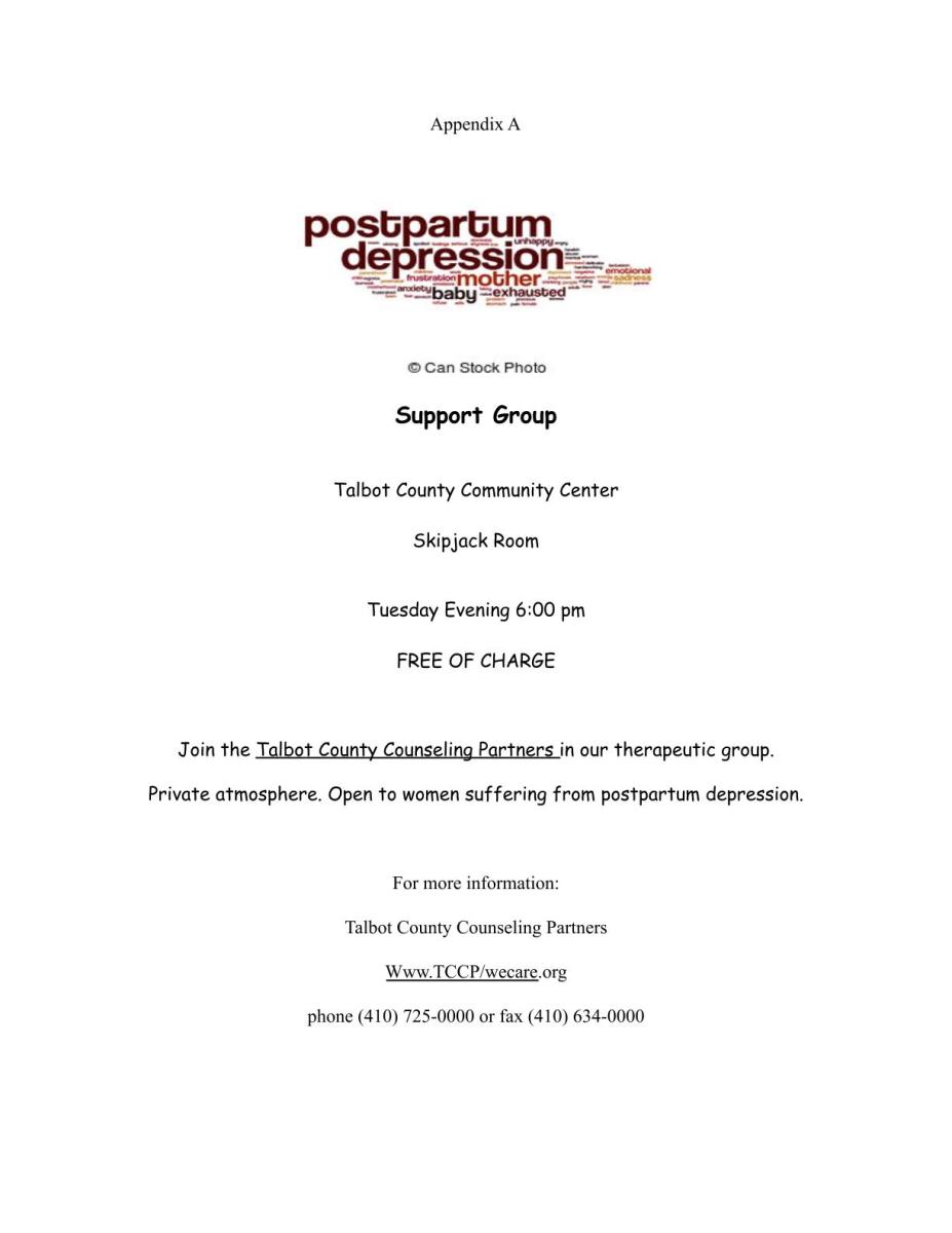 Group Counseling Sample Proposal - Mothers Suffering with Postpartum Depression: start to finish counseling session
