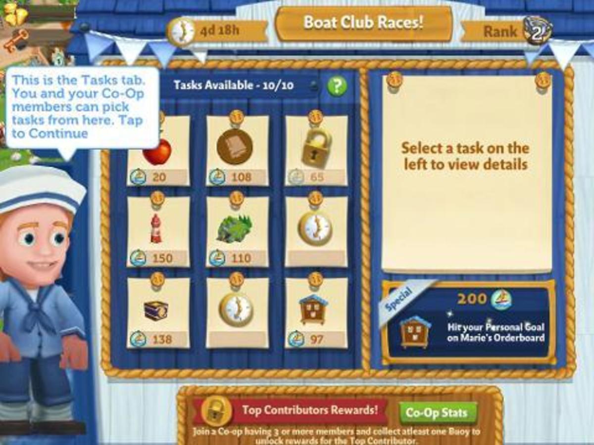 Make sure to ONLY select Boat Race tasks you can complete!