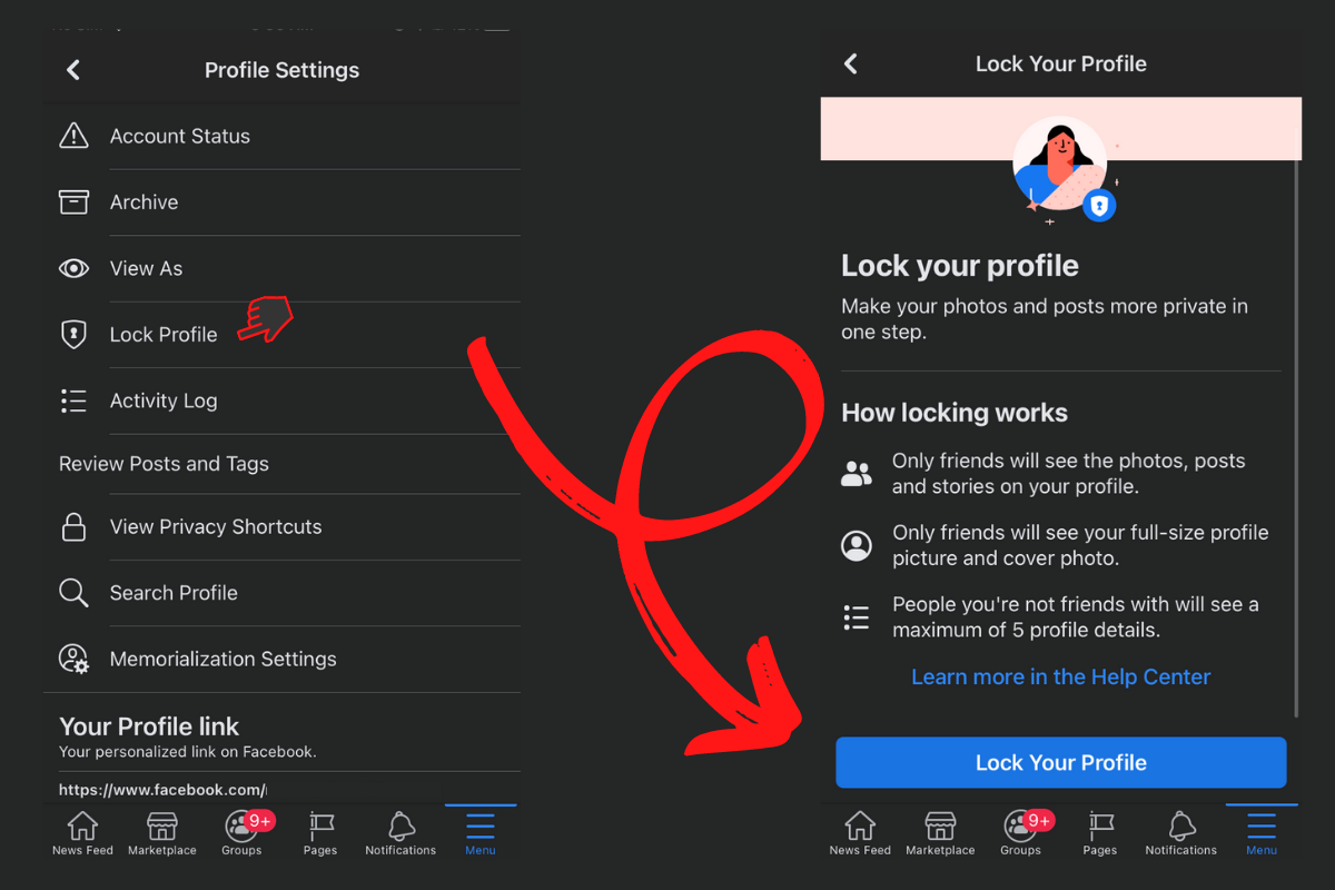 Select "Lock Profile" and make sure to confirm your selection.