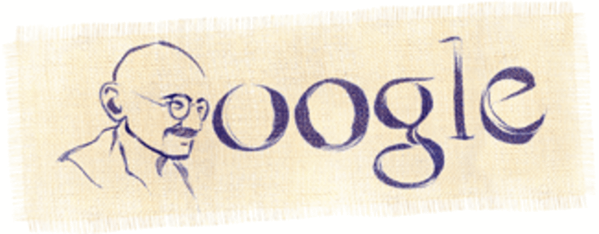 Google doodle celebrating Oct 02, 2009     Mahatma Gandhi's Birthday - (Selected Countries