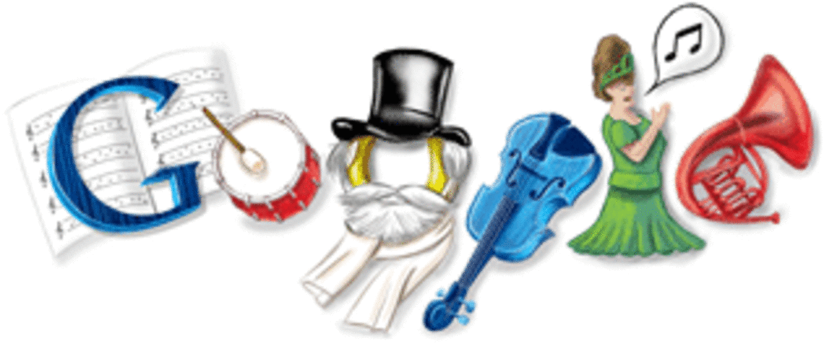Google doodle celebrating Oct 10, 2009     Giuseppe Verdi's Birthday - (Italy) 