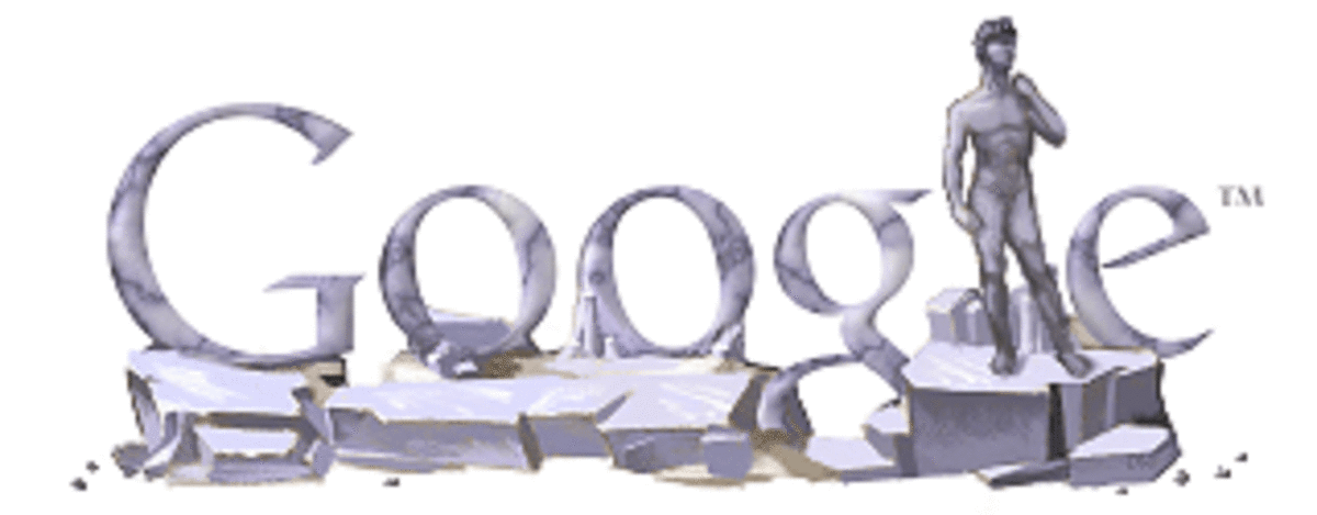 Google doodle celebrating Mar 06, 2003     Michelangelo's Birthday