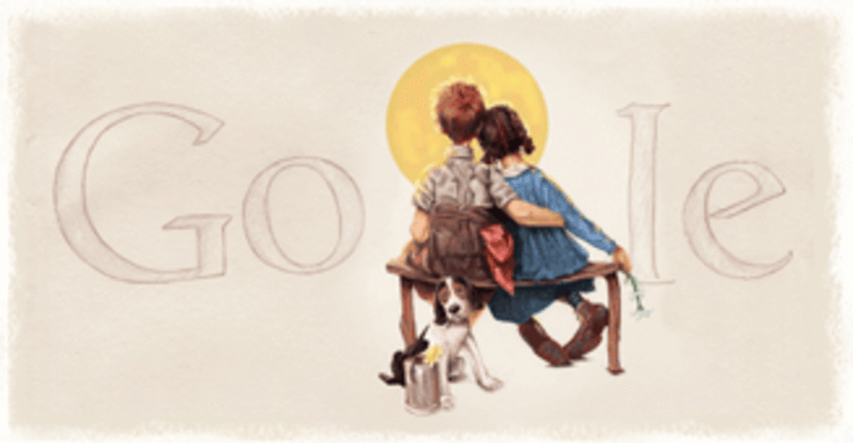 Google doodle celebrating Feb 03, 2010     Norman Rockwell's Birthday - (Global) 