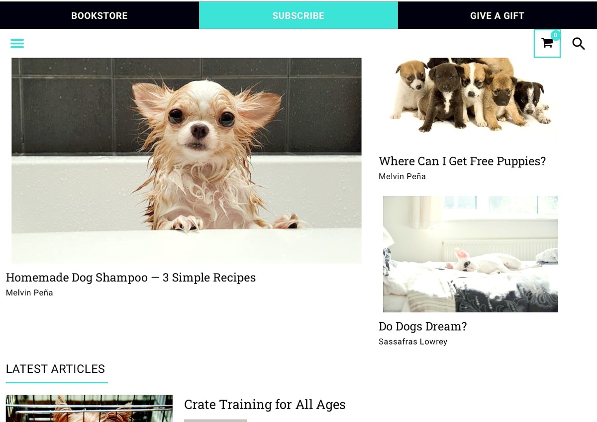 Screenshot of the first half of the Dogster home page