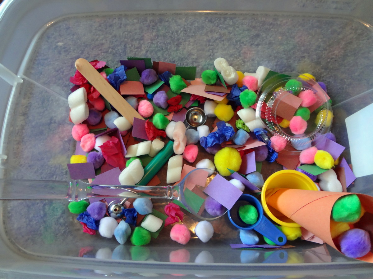 An ice cream themed sensory bin is a great option for summer.