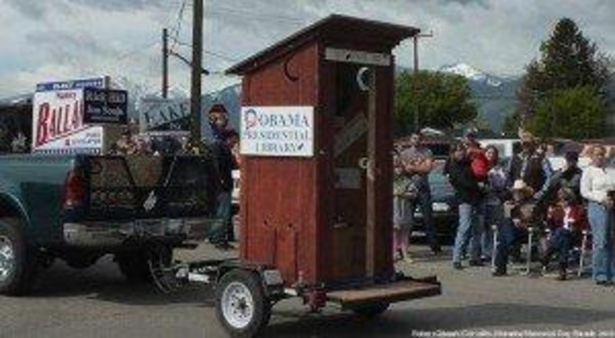 Outhouse display at the Montana Republican Convention. 