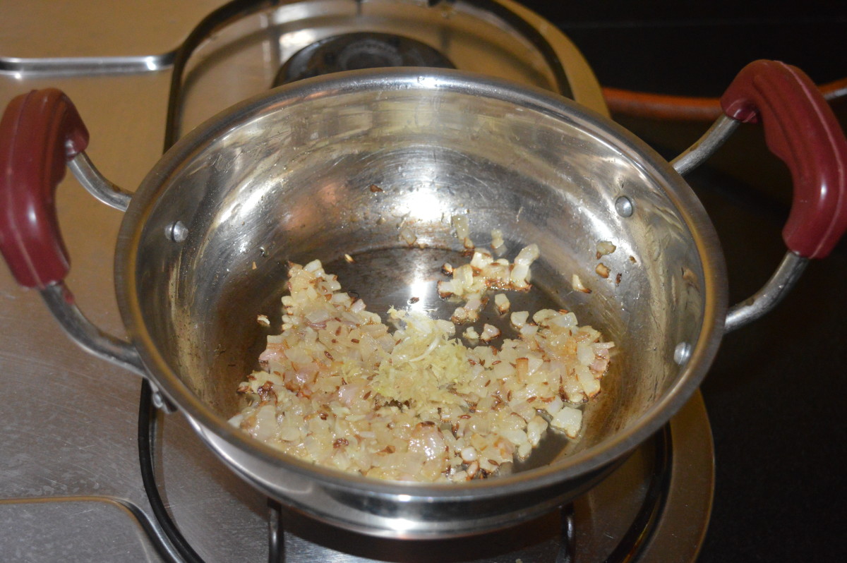 Add ginger-garlic paste. Mix well and continue to saute until the mixture becomes golden brown.
