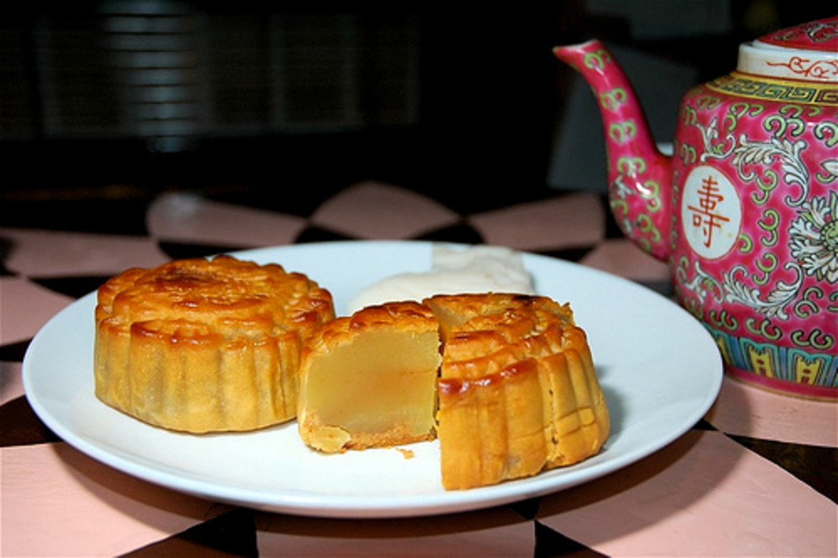 Mooncakes with the traditional lotus seed paste fillings
