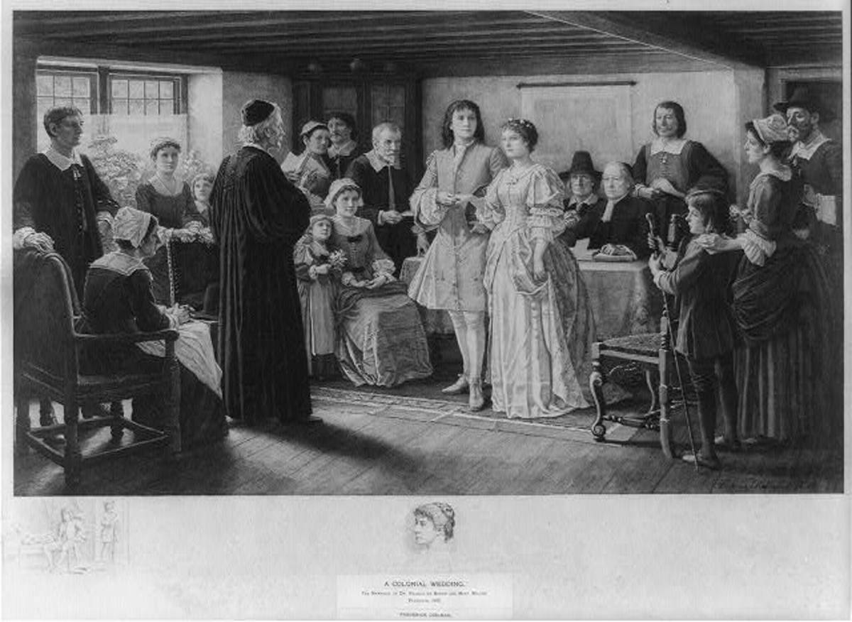 A colonial wedding, the marriage of Dr. Francis Le Baron and Mary Wilder, Plymouth, 1695