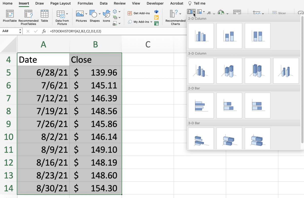 using-the-stockhistory-function-of-excel-to-display-stock-data-on-a-mac