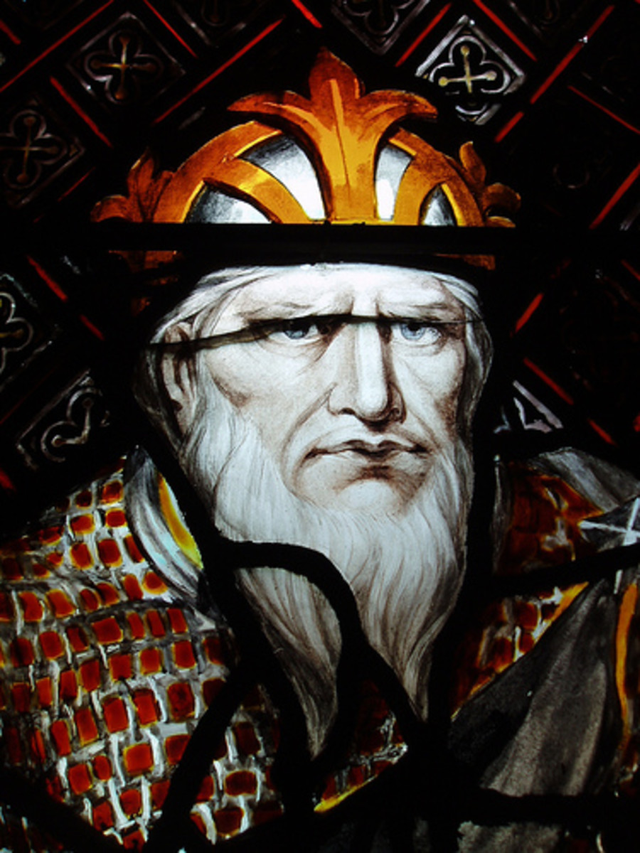 KING OSWY OF ENGLAND (STAINED GLASS DATED 1813)