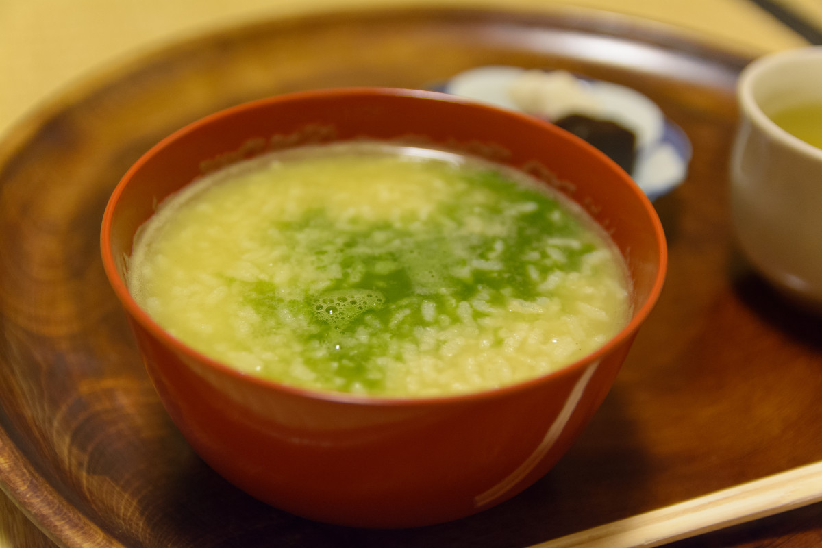 Congee, a type of rice porridge, a traditional food of Nara, Japan