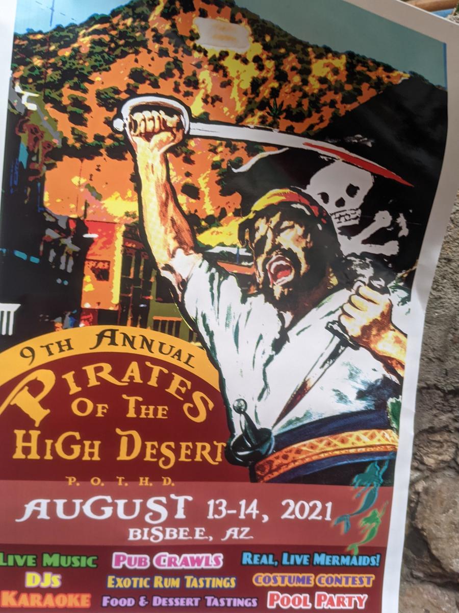 Flyer advertising the 2021 Annual Pirates of the High Desert Event in Bisbee, AZ