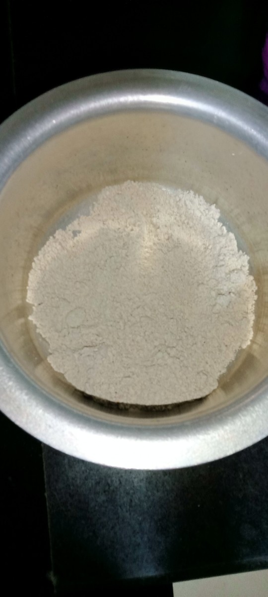 In a mixing bowl, add ½ cup millet flour.