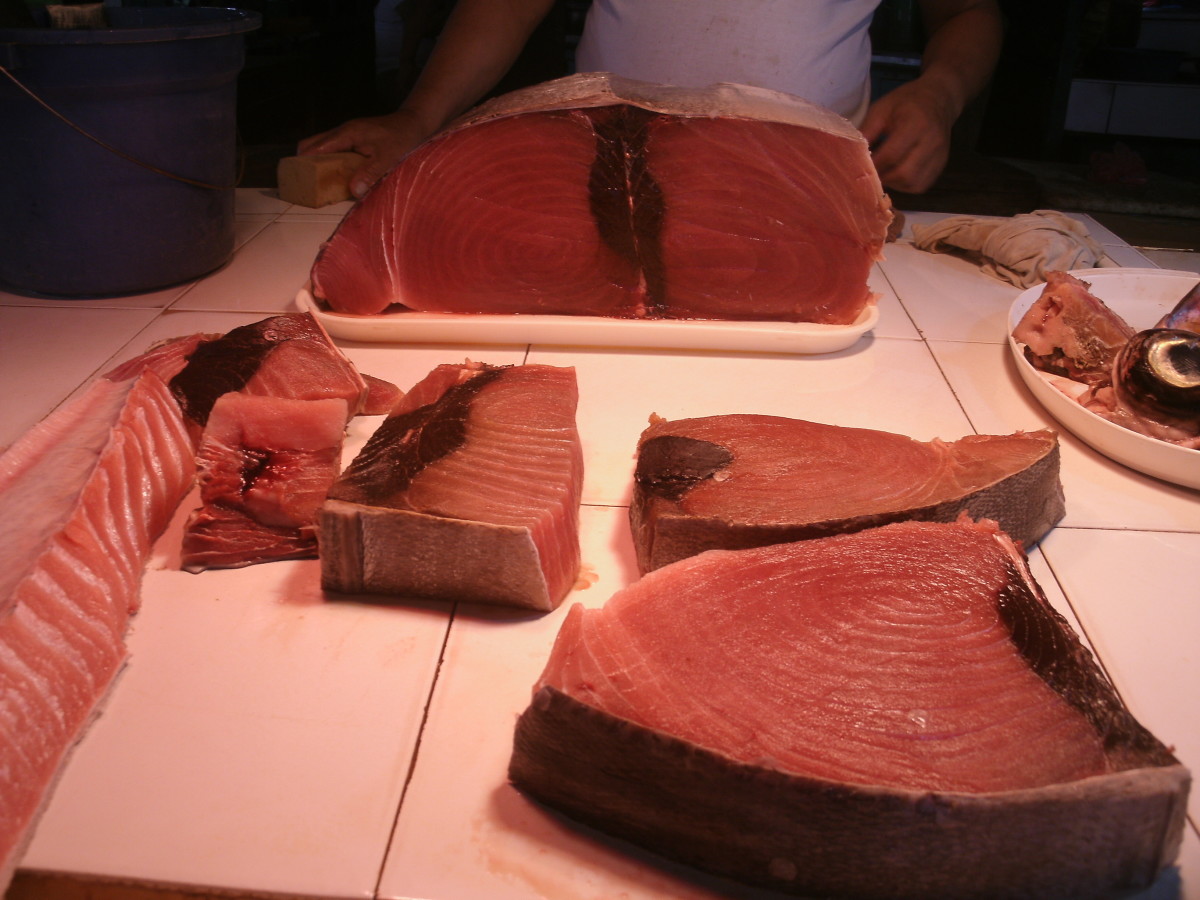 Tuna fish at the fish market.