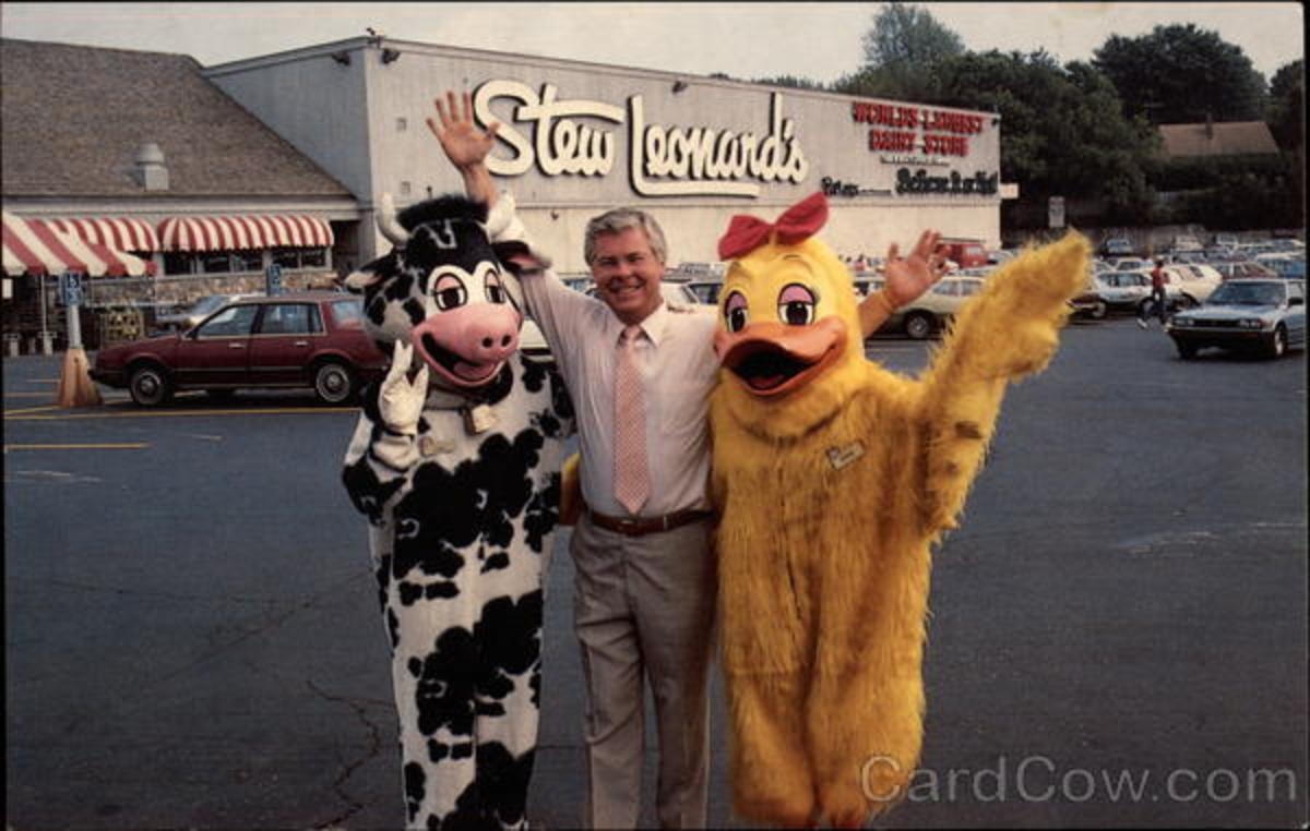 Stew Leonard typically mindful of children in the promotion of his dairy.