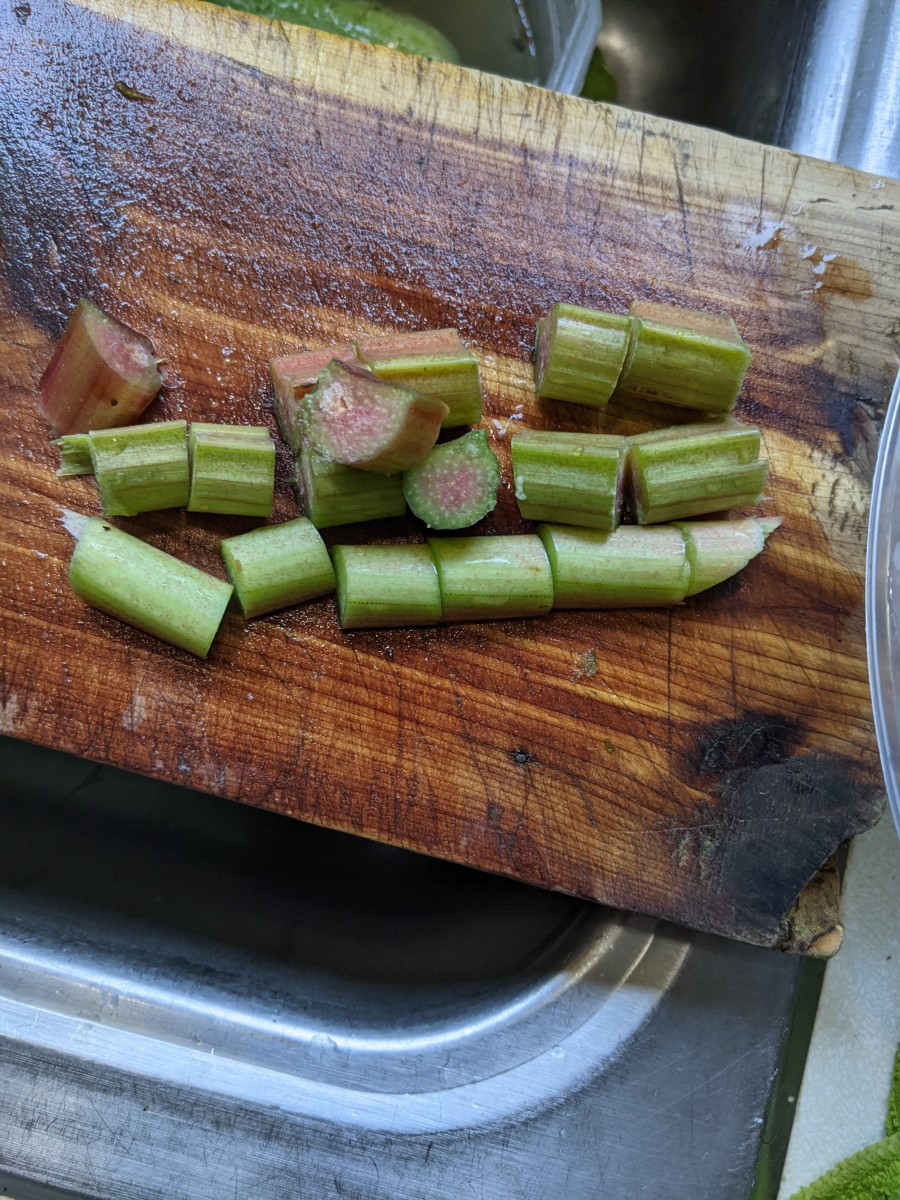 chop rhubarb into chunks