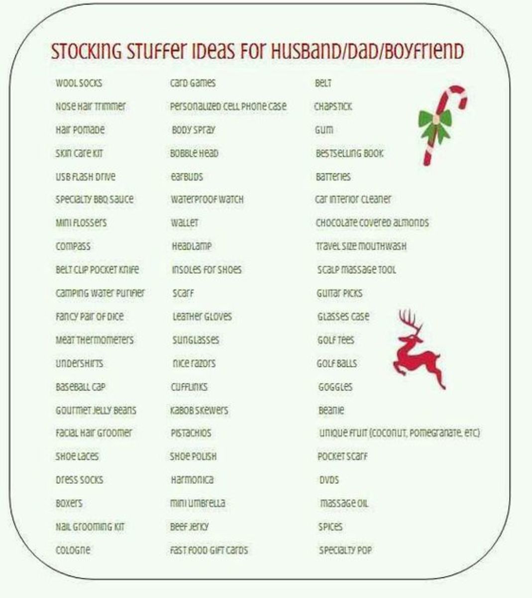 A list of stocking stuffer ideas