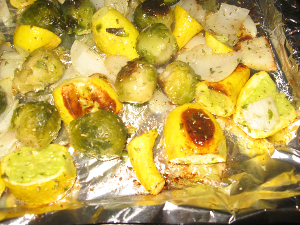 Stir and turn veggies halfway through cooking time. 