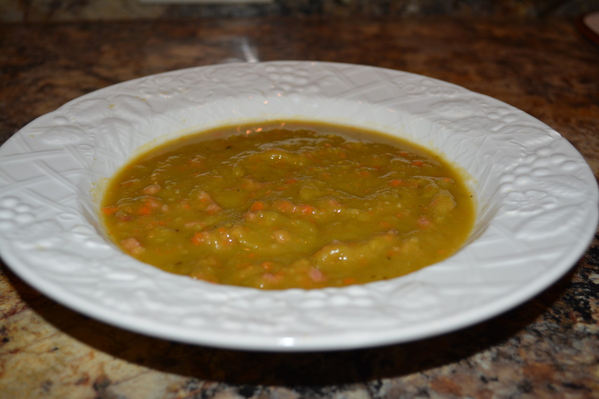 Warm, hearty, and creamy split pea soup