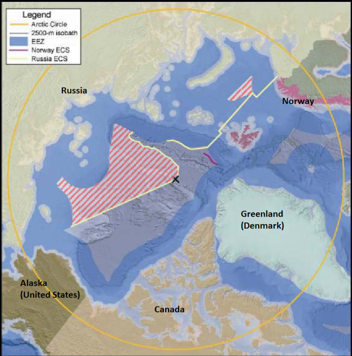 Russian territorial claim in the Arctic Ocean.  Pictures of modern Russian submarines are tough to get!