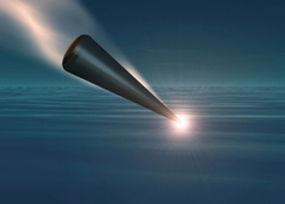 Artist's conception of an incoming independently-targetted ballistic warhead.