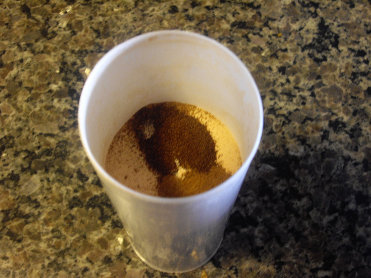 This shows the beverage mixes on the bottom, and the colorful spices on top