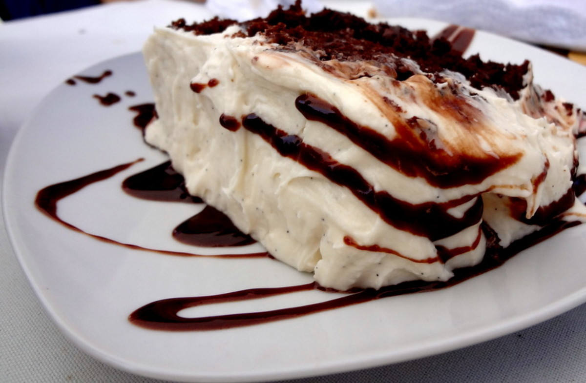 Moist Chocolate Cake With Cream Cheese Frosting & Cherry Ganache