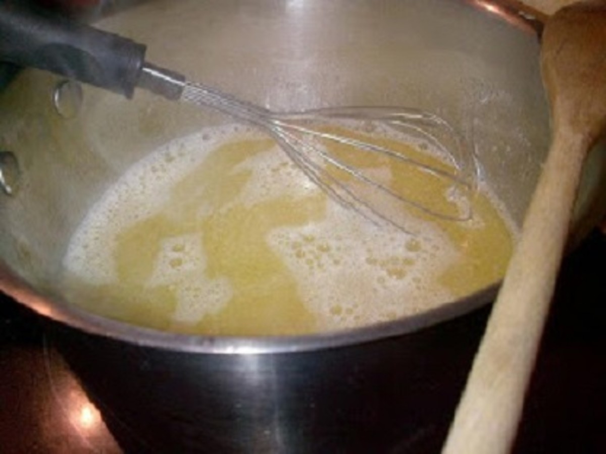 Step 1. Melt butter in saucepan with water.