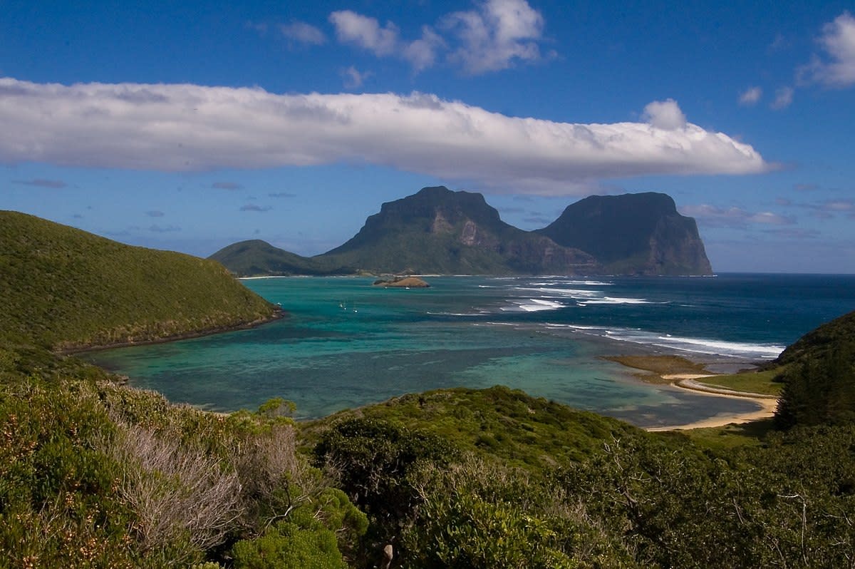 Mount Lidgbird and Mount Gower viewed from Mount Eliza, photographed by Fanny Schertzer. https://commons.wikimedia.org/wiki/File:Lord_Howe_Island_from_North.jpg