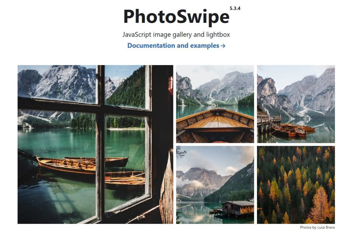PhotoSwipe is an image gallery library with an integrated lightbox too.