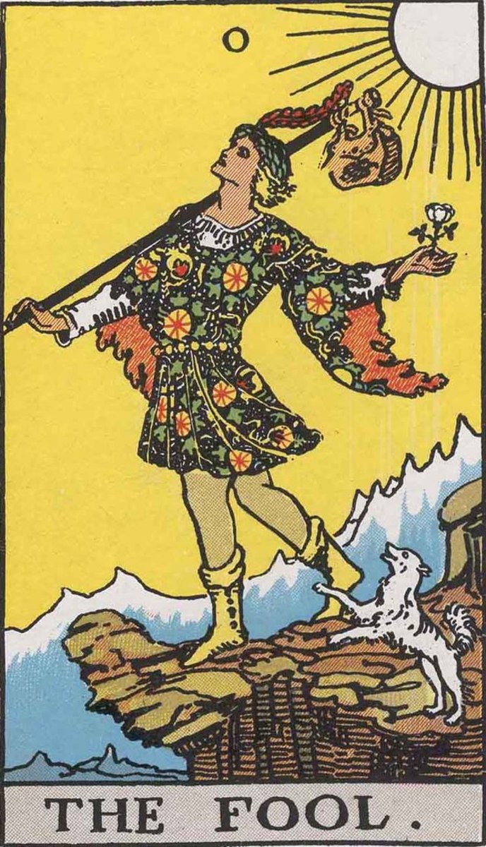 The Fool card is about new beginnings and represents the hero or protagonist. The Fool is often read as the person asking for a tarot card reading.
