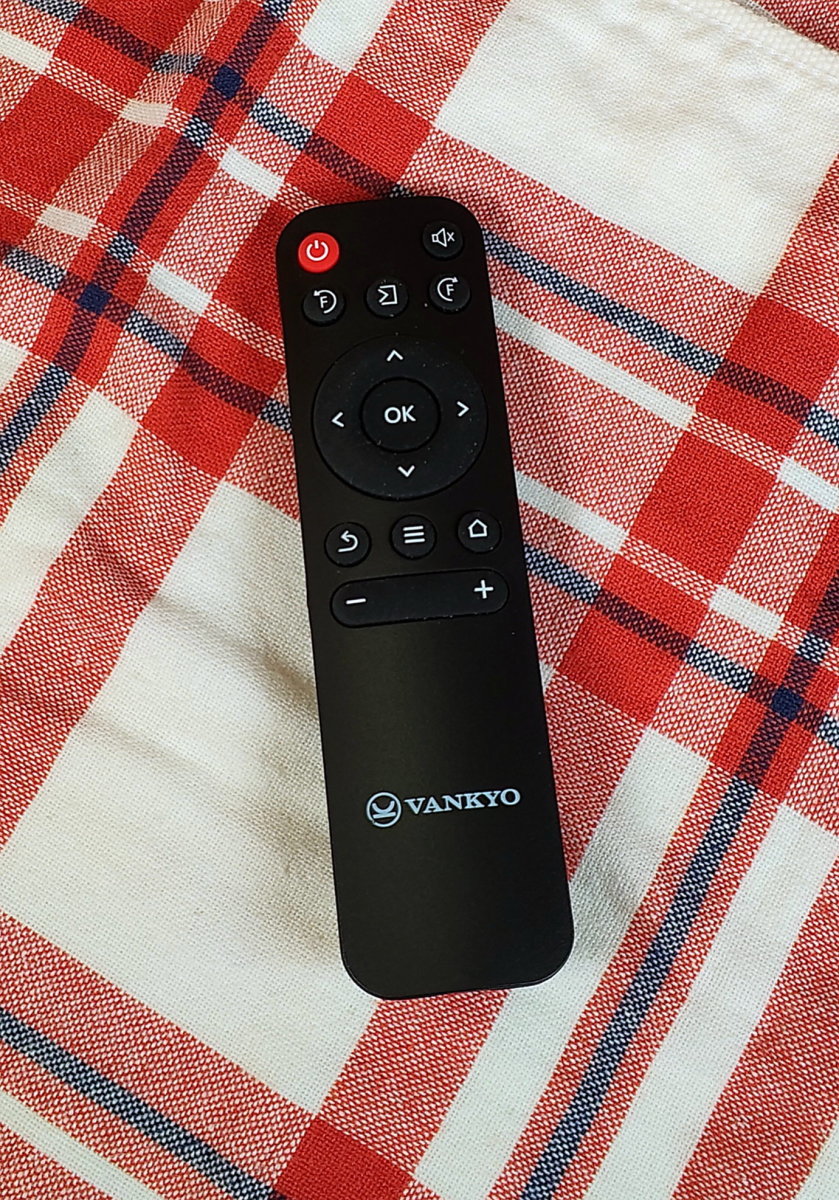 The projector is completely controlled by its remote